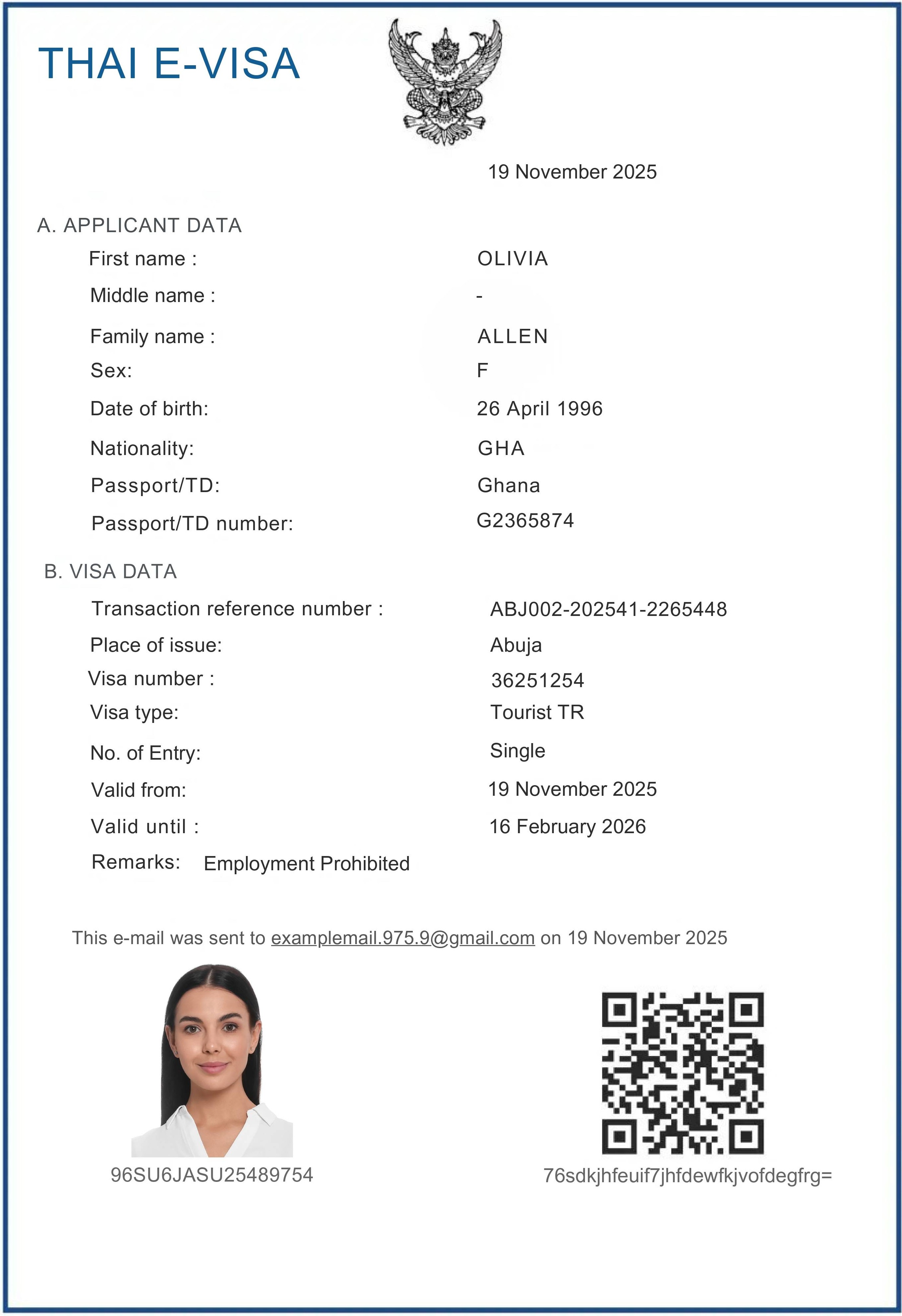 Approved Thailand eVisa 
