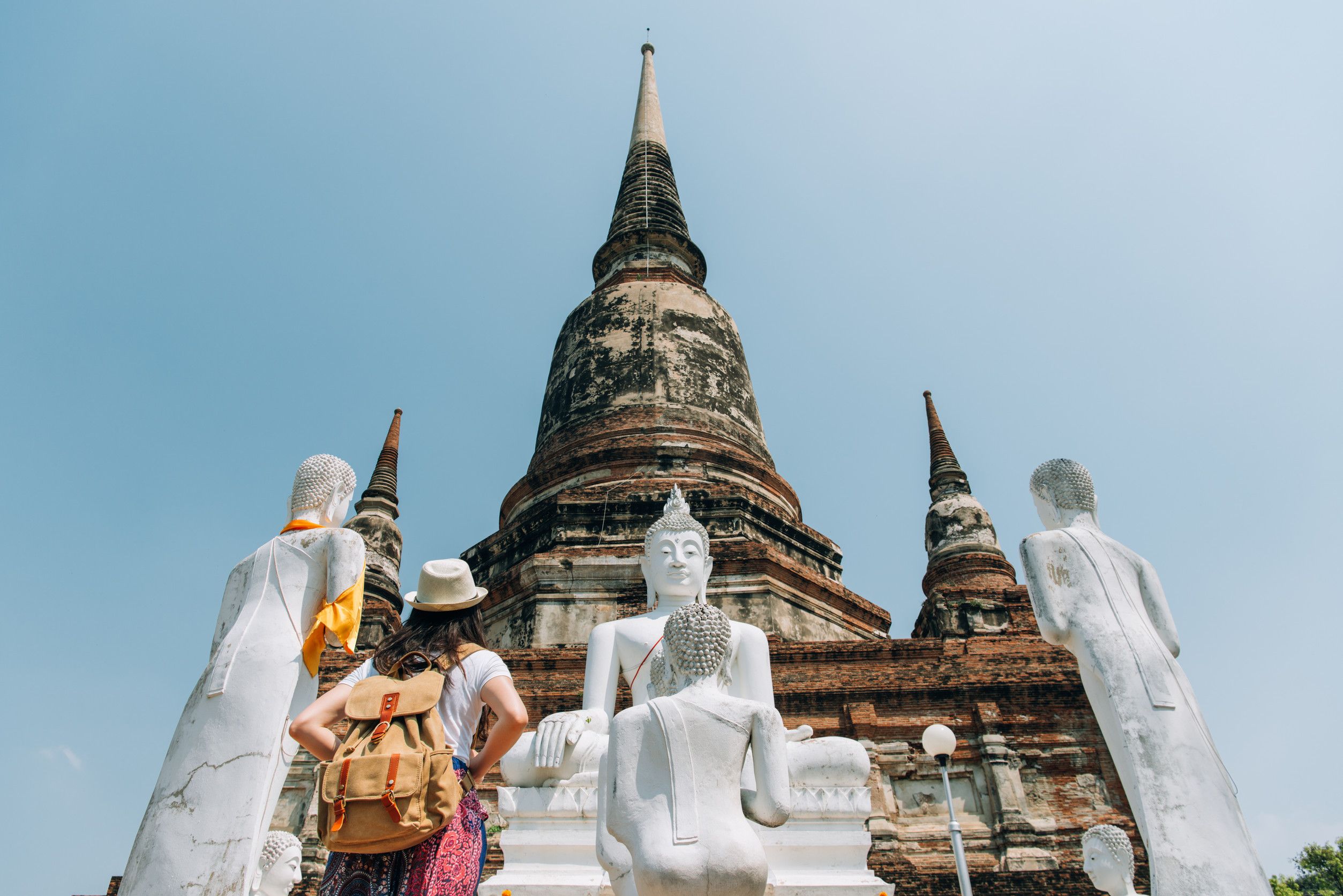 Tourist At Ancient Thai Temple Ruins